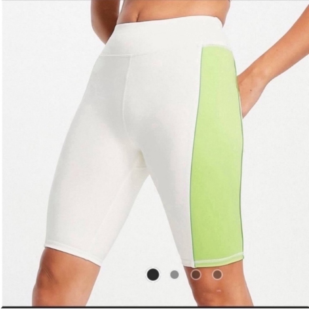 ASOS WHITE AND GREEN BIKER SHORTS
